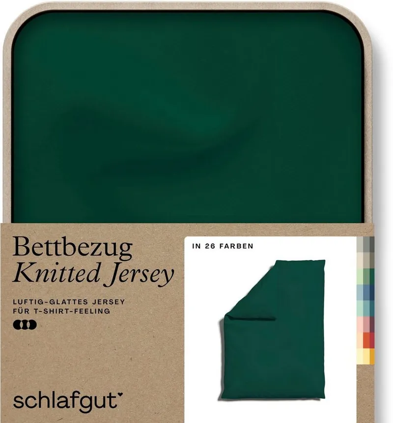 Schlafgut Schlafgut Bettbezug Premium Bettbezug Knitted Jersey (1 St), (1 St), Ton-in-Ton Reißverschluss, Bio-Baumwolle mit Elasthan, Uni, OEKO Tex, Grün, – Produktbild 2 von 5