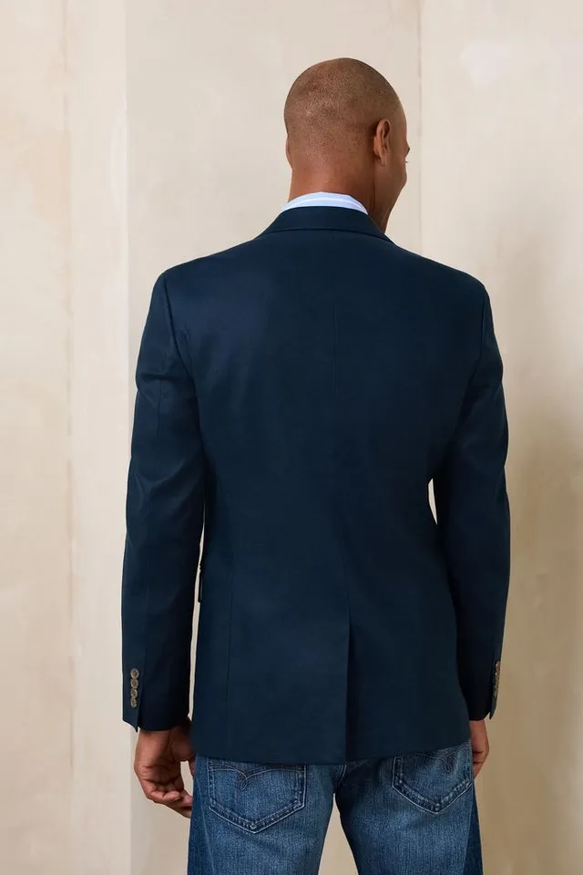 Next Jackenblazer N. Premium Slim Fit Sakko, Leinen/Lyocell/Stretch (1-tlg), Blau, – Produktbild 2 von 5