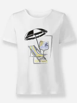 heine Kurzarmshirt weiß-marine-bedruckt – Produktbild 1 von 1