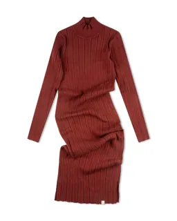 MATONA MATONA Damen vegan Kleid Ribbed Maroon – Produktbild 1 von 1