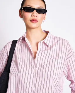 JAN N JUNE JAN 'N JUNE Damen vegan Hemd Oversized Mamro Hell Orchidee Gestreift – Produktbild 1 von 1