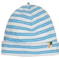 loud proud loud + proud Kinder Mütze Streifen mit Leinen, GOTS-zertifiziert, Basin(blau), – Produktbild 1 von 1
