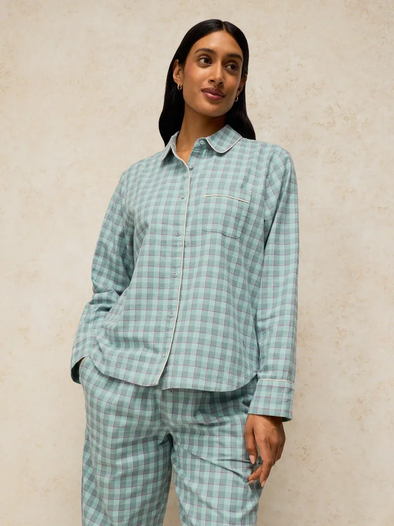 White Stuff White Stuff Kariertes Pyjamaoberteil Noemi, Blau multi, – Produktbild 2 von 4