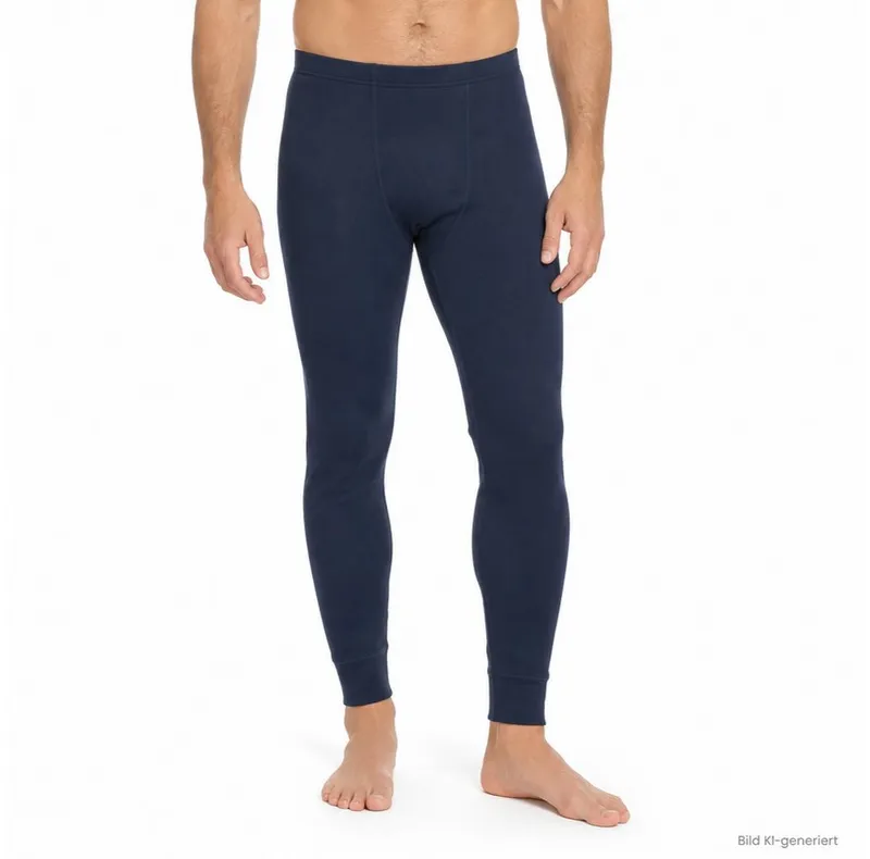 HERMKO Lange Unterhose 3570 ohne Eingriff, 100 % 100 % Bio-Baumwolle, Dehnbund, Blau, – Produktbild 2 von 5