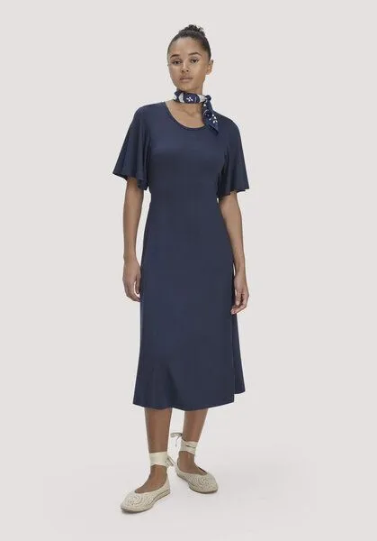 hessnatur hessnatur Jersey Kleid Kniebedeckend Slim aus TENCEL Lyocell, Mitternachtsblau, – Produktbild 1 von 4