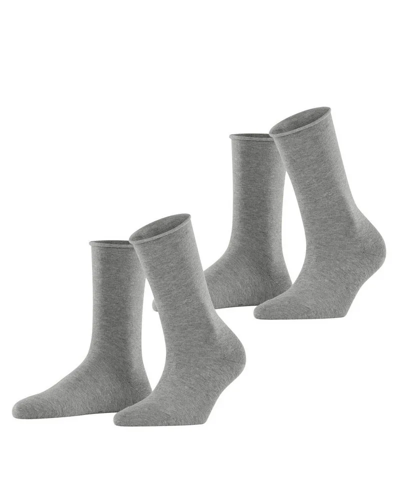 Esprit Socken Basic Pure (2-Paar, 2 Paar) ohne einschneidendes Bündchen, Basic-Socke, Uni-Strümpfe atmungsaktiv, Grau, – Produktbild 1 von 5