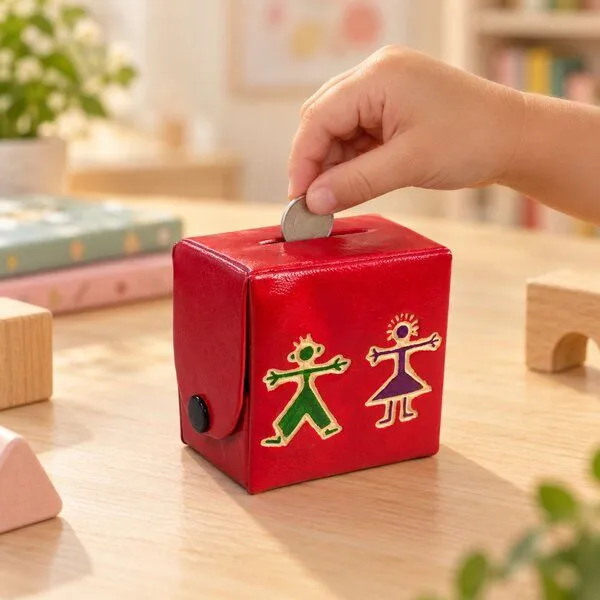 Janselo Harmony Kinder-Spardose aus Shanti-Leder in Rot – Produktbild 4 von 4