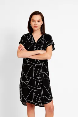 WiDDA Widda Damen vegan Bluse Tunika Nomad Lines Dark Smoky Black – Produktbild 1 von 1