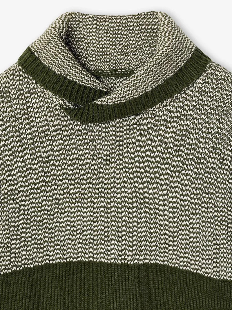 Vertbaudet Jungen Pullover mit Schalkragen 30% Recycling-Baumwolle GRS-zertifiziert, Grün, – Produktbild 3 von 6