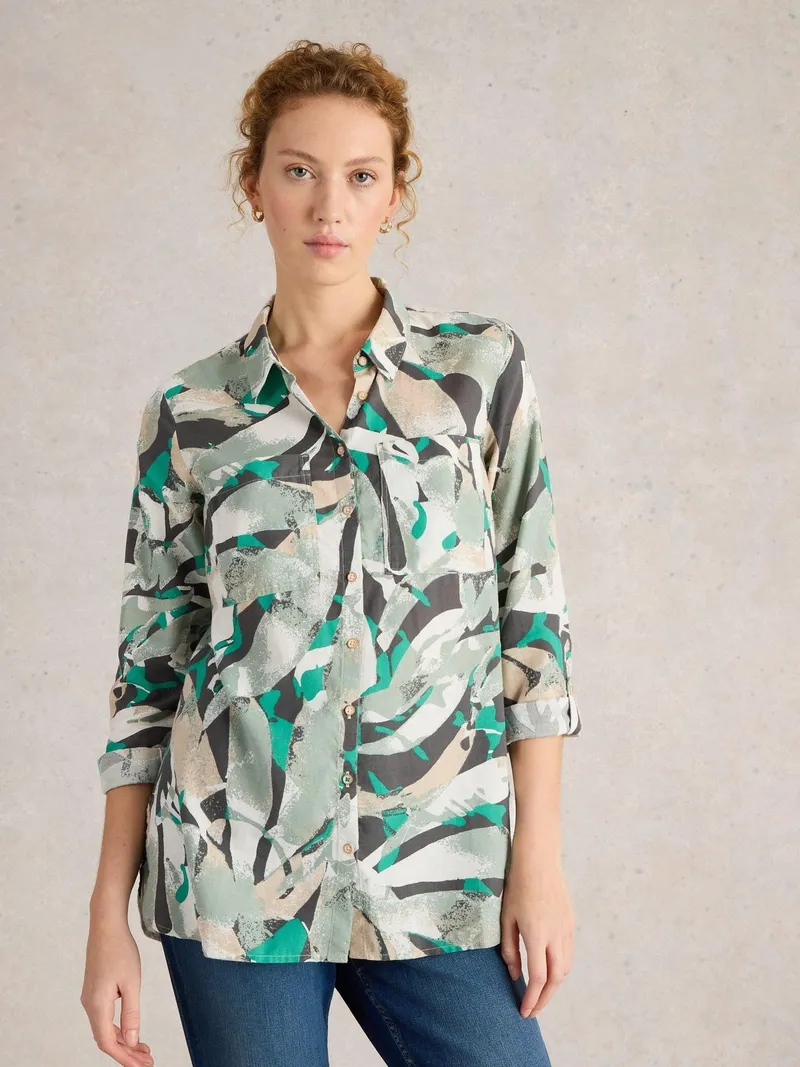 White Stuff Lange Bluse Sophie - 50/R, Grau multi, – Produktbild 3 von 4