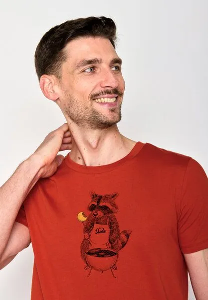 GreenBomb GREENBOMB Animal BBQ Guide - Sportliches T-Shirt aus Bio-Baumwolle / hochwertiger Print / GOTS / Fair & Vegan, Rot (lehmrot), – Produktbild 2 von 4