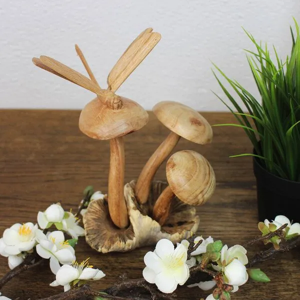 Mitienda Shop Mitienda Shop Dekofigur aus Holz Libelle auf Pilzen – Produktbild 1 von 2