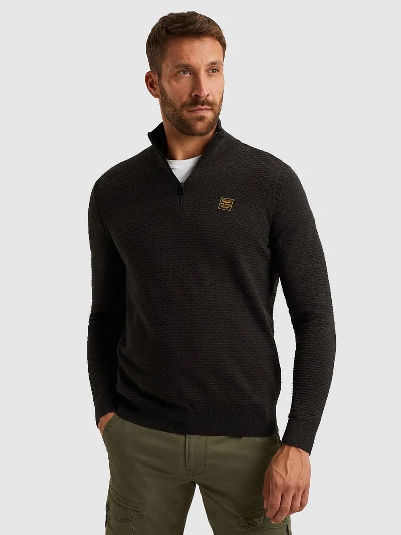 PME Legend PME Legend Half Zip Structure Mouliné Sweater Schwarz - Größe XL, Schwarz, – Produktbild 2 von 5
