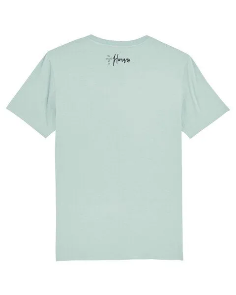 Human Family Human Family Bio Herren Sommer T-Shirt mit Rundhalsausschnitt "Maestro - Should be Humans", Türkisblau, – Produktbild 2 von 3