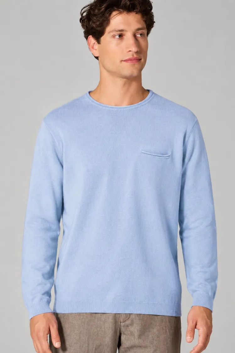 HempAge Hempage Herren vegan Pullover Summer In Wasserblau, Blau, – Produktbild 2 von 2