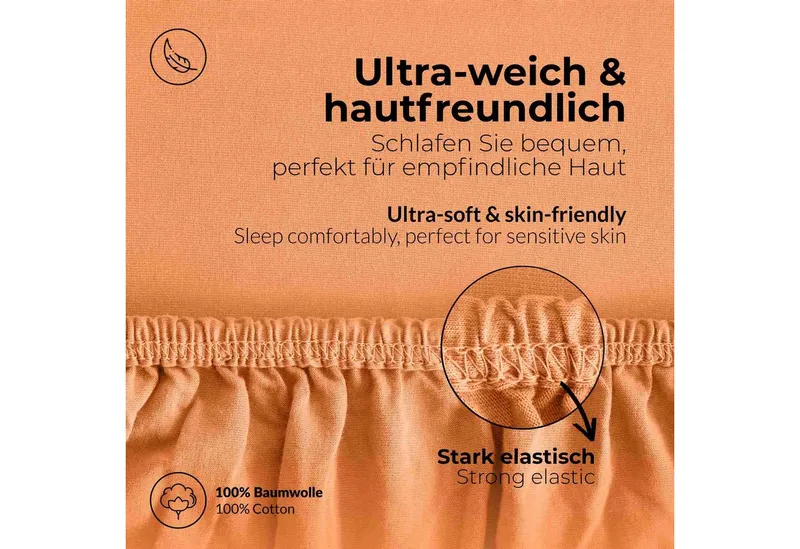 etérea Himmlische Qualität Spannbettlaken etérea Comfort Jersey Topper Spannbettlaken, Jersey, Gummizug: rundum, (1 Stück), Gelb, – Produktbild 4 von 5