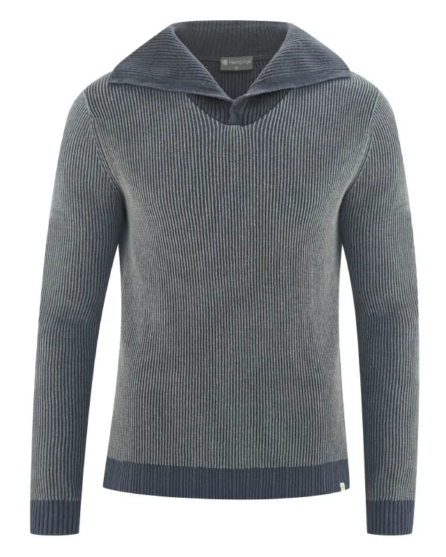 HempAge Hempage Herren vegan Pullover Elegant Troyer Dunkelgrau, Grau, – Produktbild 1 von 2