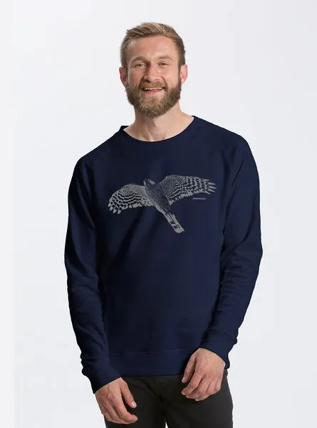 Peaces.bio - handbedruckte Biomode Peaces.bio - handbedruckte Biomode Bio Herren-Sweatshirt Sperber, Blau, – Produktbild 1 von 2