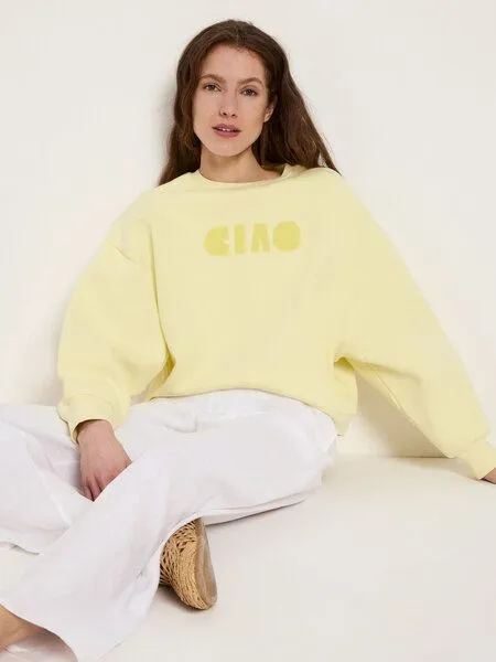 LANIUS LANIUS Statementsweatshirt Pullover aus Bio-Baumwolle, Gelb (pastel-sun), – Produktbild 1 von 4