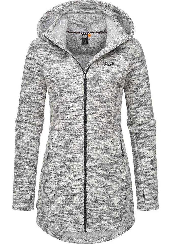 ragwear ragwear Longstrickjacke Leysha Melange Sportliche Kapuzenjacke in melierter Strick-Optik, Grau, – Produktbild 2 von 4