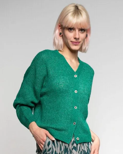 Alma & Lovis Alma & Lovis Leichte Strickjacke aus feinem Alpakagarn | Light Jacket, Smaragd (grün), – Produktbild 1 von 4