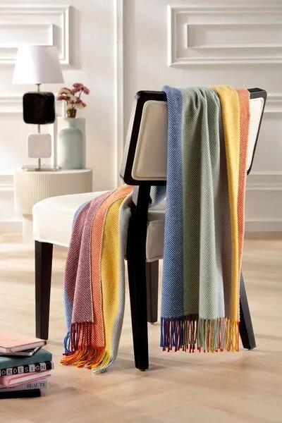 biederlack biederlack Fransenplaid "Colour Lines" mit Wolle und Kaschmir – Produktbild 2 von 4