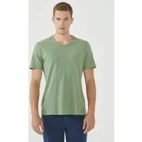 ORGANICATION ORGANICATION Basic T-Shirt aus Bio-Baumwolle mit V-Ausschnitt, Fern green, – Produktbild 1 von 1