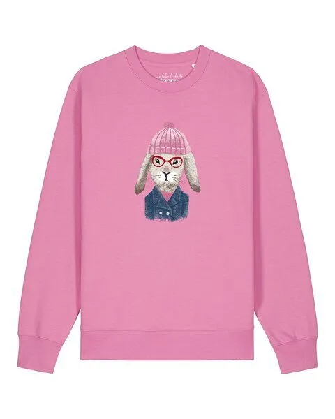 watapparel watapparel Sweatshirt Unisex Hase, Bubble pink, – Produktbild 1 von 2