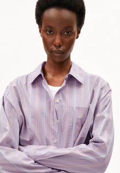 ARMEDANGELS ARMEDANGELS STRIPE Damen Bluse aus 100% Bio-Baumwolle, Moonlit lilac-sandstone, – Produktbild 4 von 5