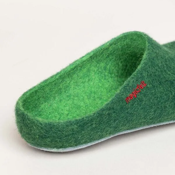 Magicfelt Magicfelt Filz-Hausschuh AP 701 aus 100% Merino-Wolle Pantoffeln für Damen & Herren mit Ledersohle, Dunkel-grün, – Produktbild 3 von 4