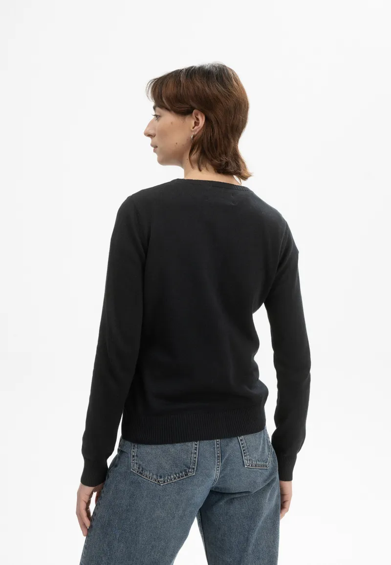 MELA MELA Damen vegan Strickcardigan Fine Nameen Schwarz, Schwarz, – Produktbild 1 von 2