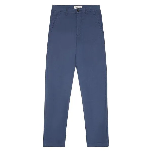 KnowledgeCotton Apparel KnowledgeCotton Apparel IRIS Mom-Fit Mid-Rise Canvas Pique Chino - GOTS/Vegan, Blau (vintage-indigo), – Produktbild 1 von 2