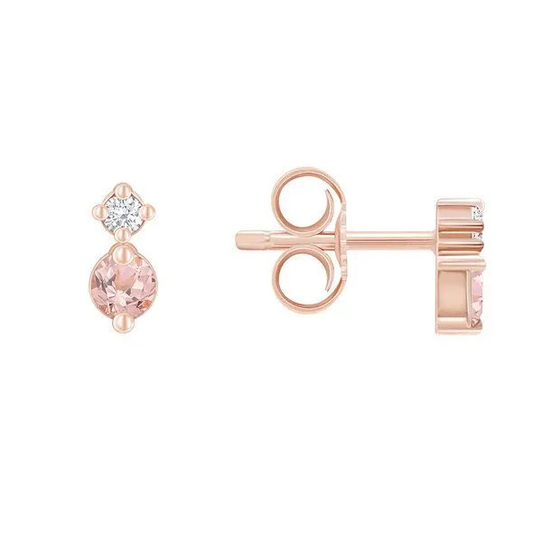Eppi Eppi Minimalistische Ohrringe mit Morganiten und Diamanten Durante, Rosa, – Produktbild 3 von 4
