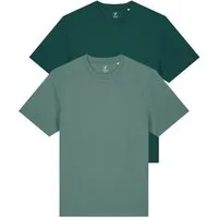 YTWOO YTWOO Doppelpack Unisex-T-Shirts aus schwerem Stoff | Bio-Baumwolle, Dunkelgrün/grün, – Produktbild 1 von 1