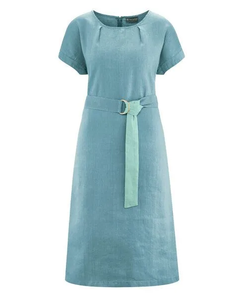 HempAge HempAge Zeitloses Midikleid Hanf/Biobaumwolle, Wave (blau), – Produktbild 1 von 4
