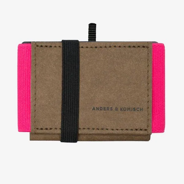 ANDERS & KOMISCH ANDERS & KOMISCH Mini Pro Slim Wallet mit Münzfach - Kleines smarte Portemonnaie Braun, Pink, – Produktbild 1 von 4