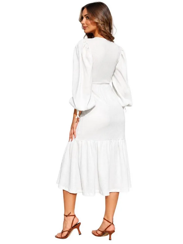 ocoza Maxikleid Midi Kleid, Weiß, – Produktbild 4 von 4