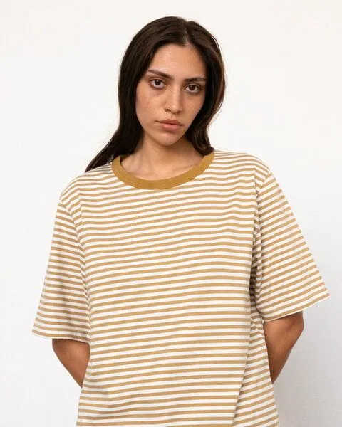 Rotholz Rotholz Gestreiftes T-Shirt Bio Baumwolle, Caramel, – Produktbild 1 von 7