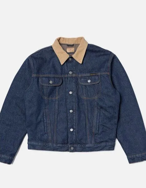 Nudie Jeans Nudie Jeans Jeansjacke mit Futter- Johnny Thunder- aus Biobaumwolle, Dark blue (dunkelblau), – Produktbild 1 von 4