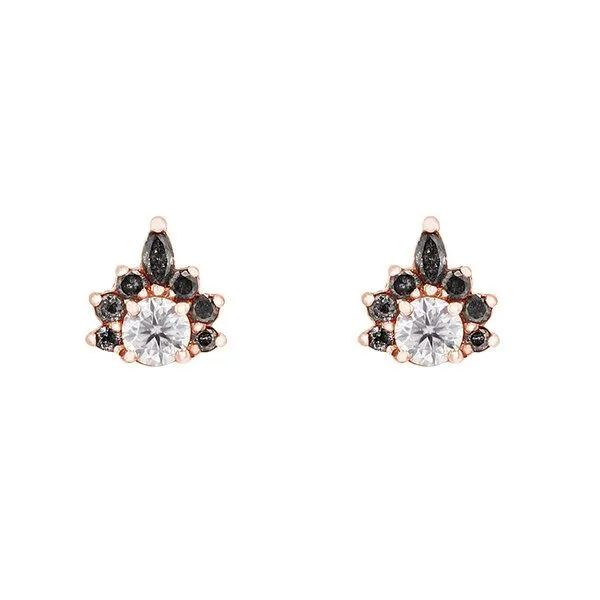 Eppi Eppi Ohrringe mit Moissaniten und Salt and Pepper Diamanten Kruno, Rosa, – Produktbild 1 von 2