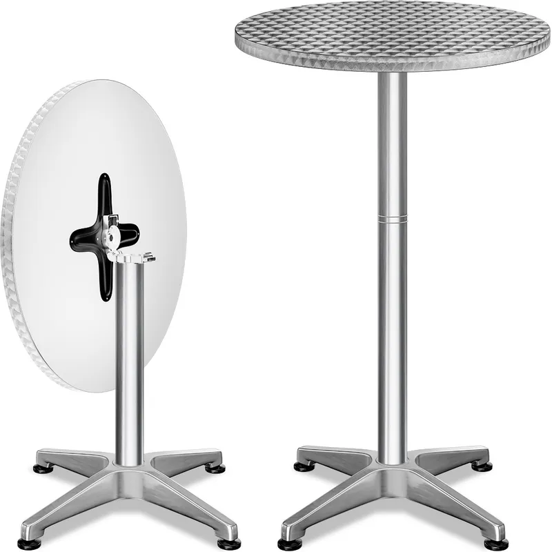 Casaria® Stehtisch 2er-Set Ø60cm Alu klappbar höhenverstellbar Silber, Silber, – Produktbild 1 von 2