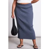 JAN N JUNE JAN 'N JUNE Damen vegan Midi-Strickrock Ebba Turbulence Blau – Produktbild 1 von 1