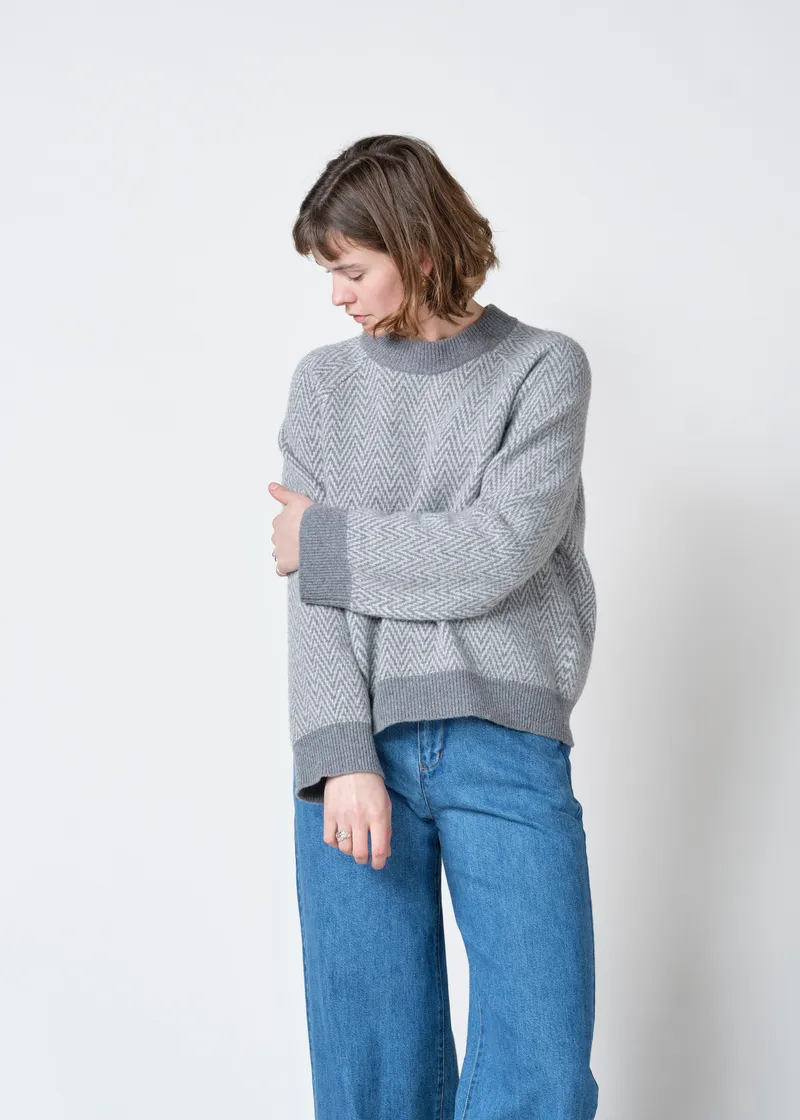 Klitmøller Muster-Strickpullover aus Merinowolle Modell: Hanne, Grey tones, – Produktbild 1 von 2