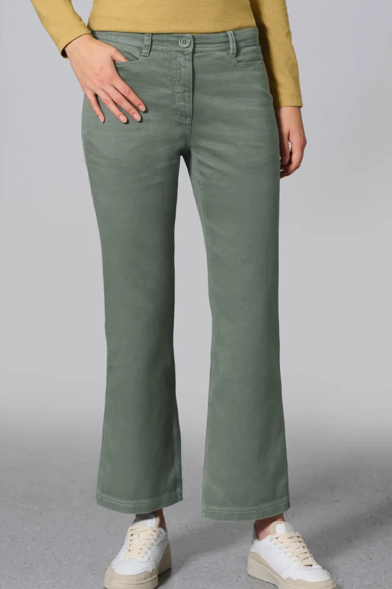 HempAge Hempage Damen vegan Hose Modisch Ausgestellt Thymiangrün, Grün, – Produktbild 2 von 2