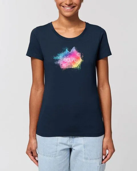 Human Family Bio Damen Rundhals T-Shirt Amorous "Colour Love" von Human Family, Navy, – Produktbild 1 von 2