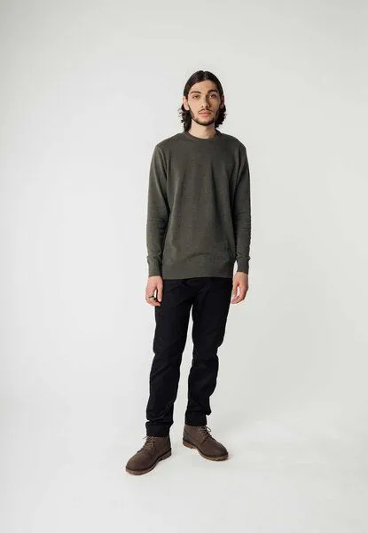 MELA MELA Feinstrick Pullover Style HIMAL aus 100% Bio-Baumwolle, Grün melange, – Produktbild 4 von 4