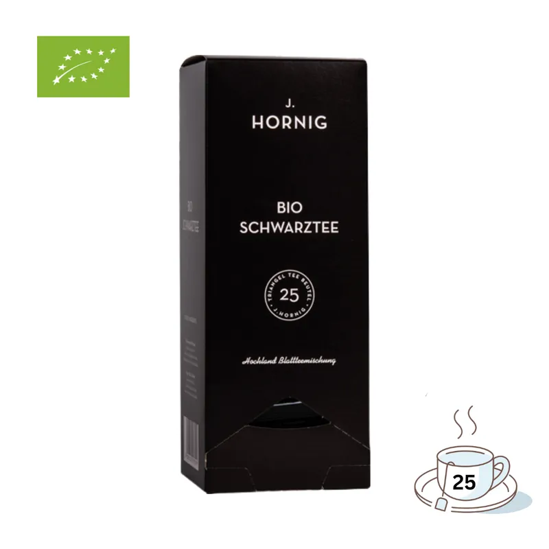 J. Hornig J. Hornig Bio Schwarztee, Hochland Blattteemischung, 25 Pyramidenbeutel im Kuvert, 62.5g – Produktbild 1 von 1