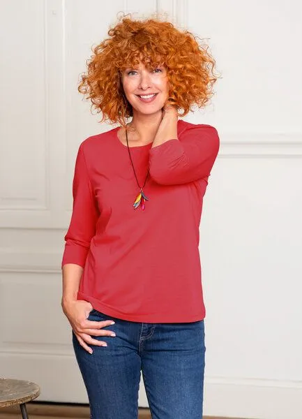 Heidekönigin Heidekönigin 3/4-Arm Shirt Basic, Granat, – Produktbild 2 von 4