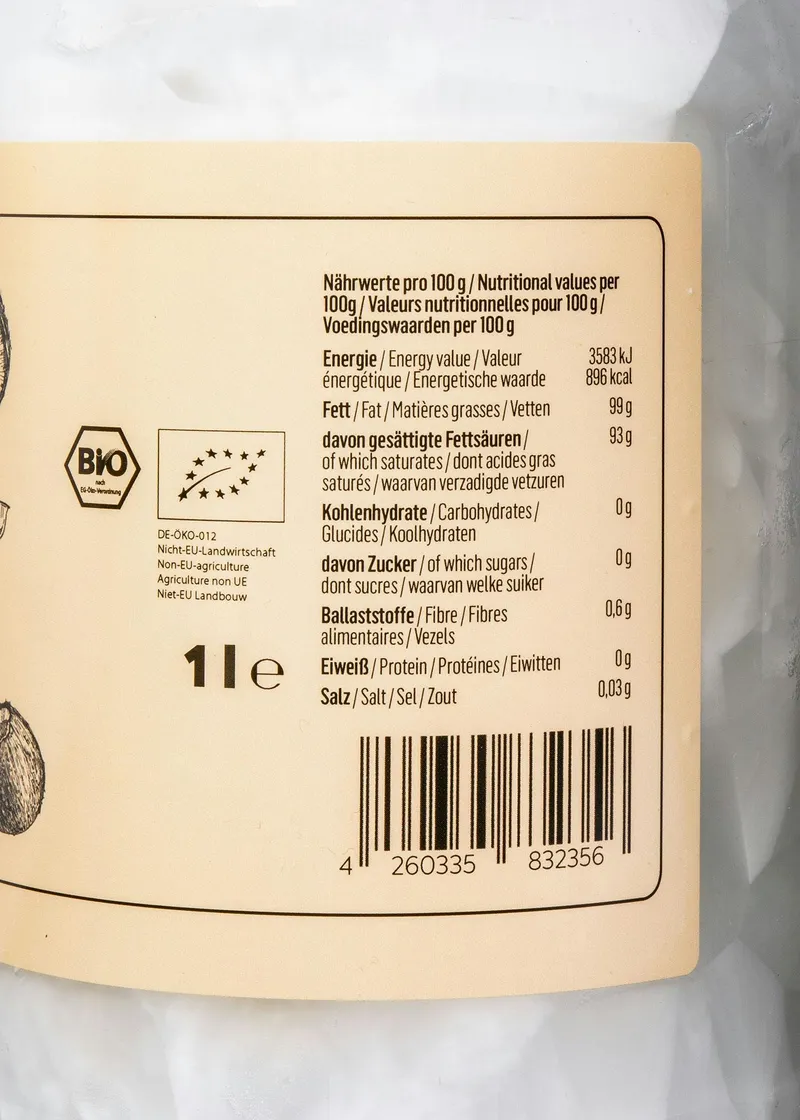 KoRo Bio Kokosöl 6 x 1 L – Produktbild 4 von 5