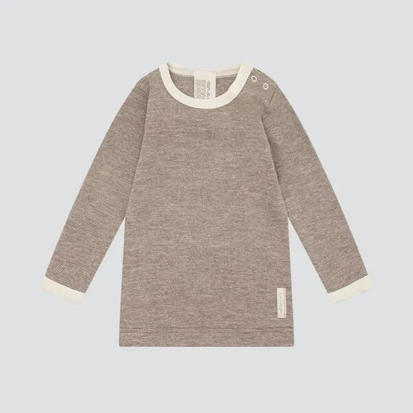 comazo|earth comazo|earth Baby Shirt langarm aus Wolle-Seide Mix | GOTS zertifiziert, Nougat-melange, – Produktbild 1 von 3